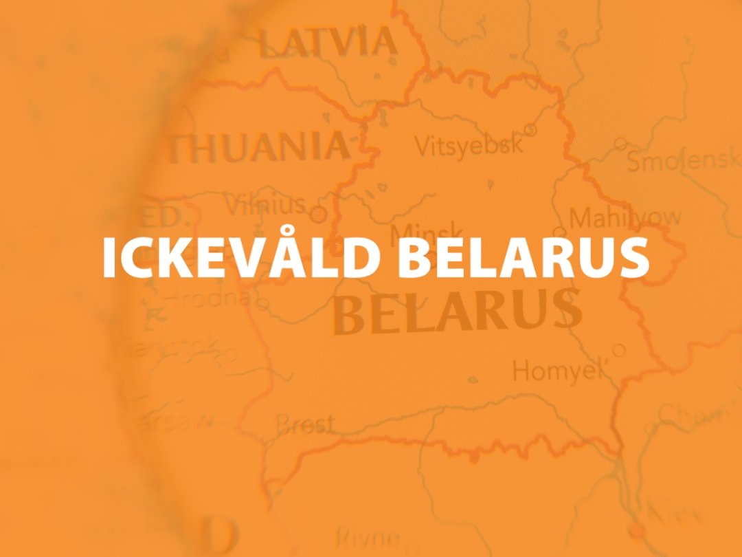 Grafisk design med texten: ickevåld Belarus.